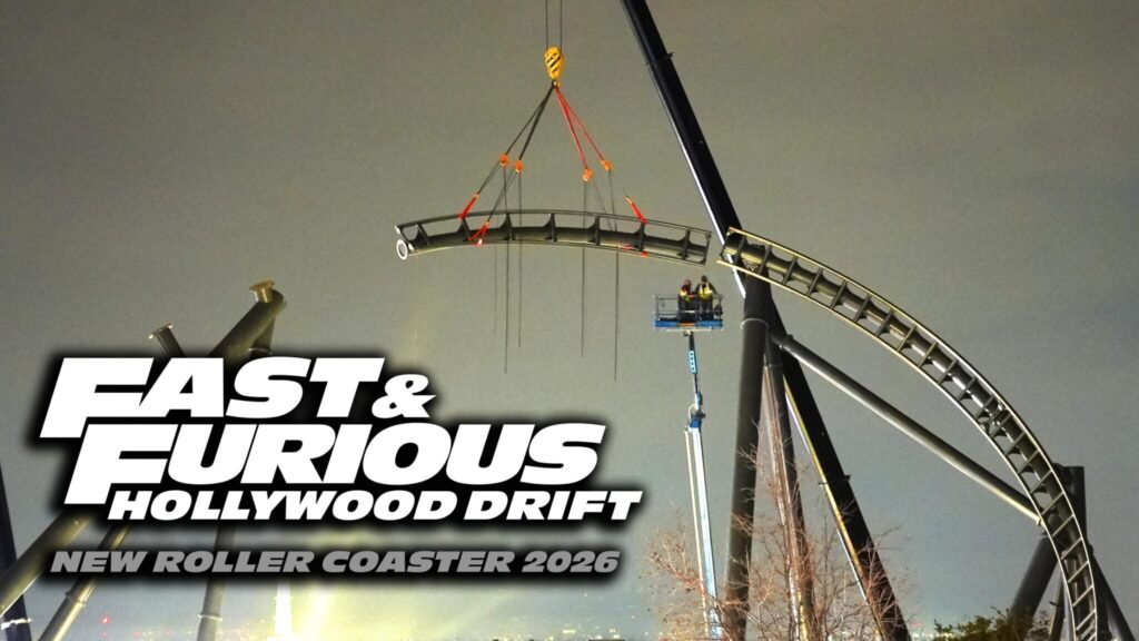 fast furious hollywood drift coaster loop install at ush feb 25