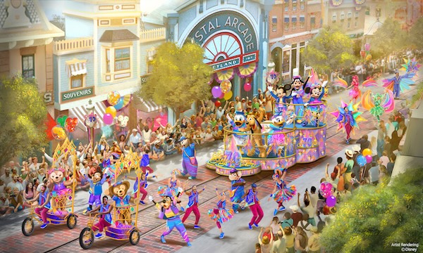 “the celebrate happy cavalcade” at disneyland park