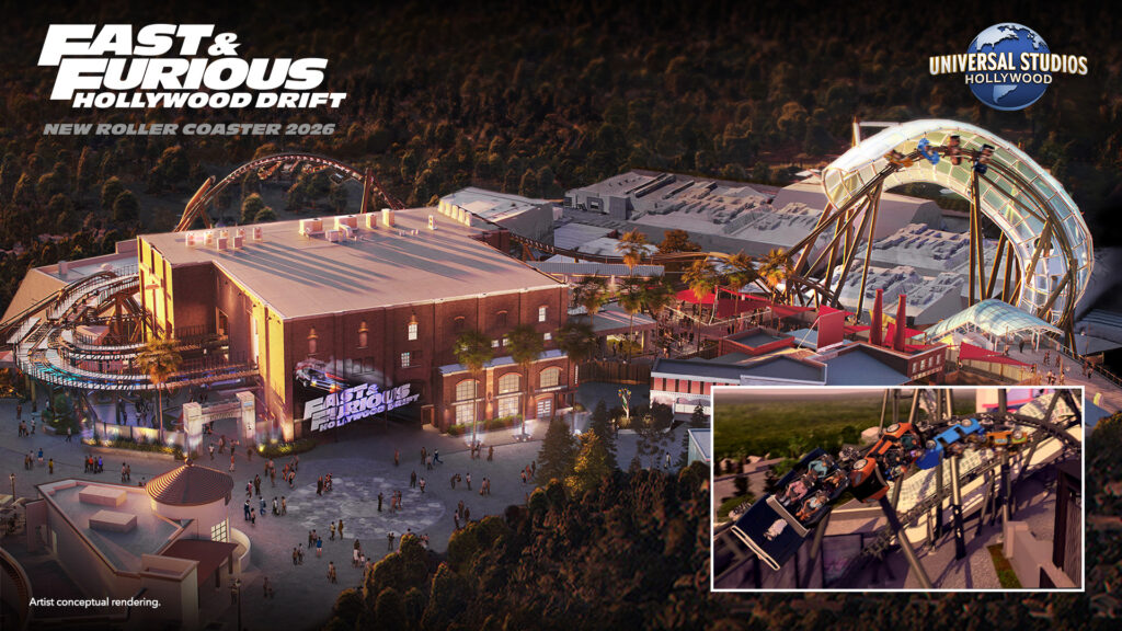 fast furious hollywood drift at ush rendering of new roller coaster 2026