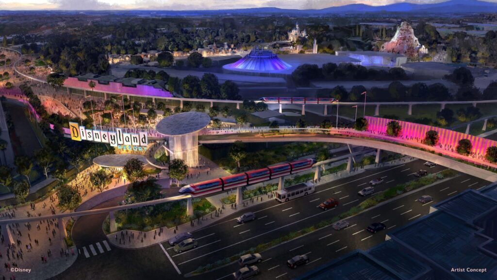 artist concept transportation hub parking disneyland resort